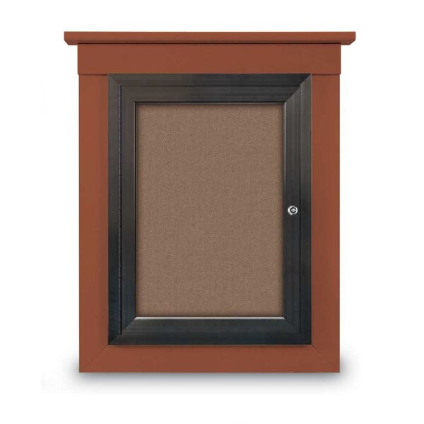 72"x48" 3-Door Enclosed Letterboard, Header, Green Vinyl/Cherry